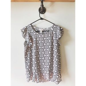 LOFT Black and White Chiffon Blouse